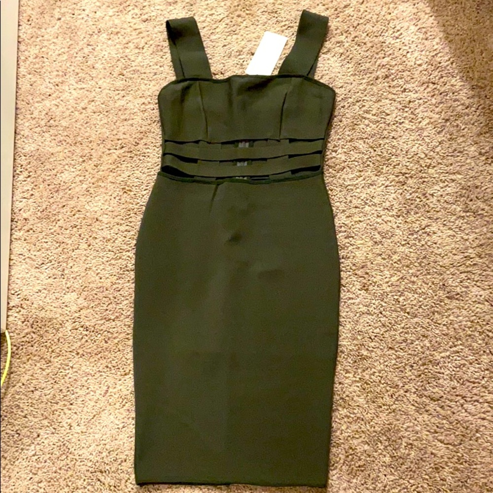 Square Cage Waist Midi Dress